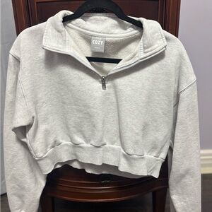 Gray Women’s TNA Quarter Zip Cropped Hoodie